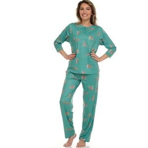 Flora Nikrooz 2 piece 3/4 sleeve Henley Pajama Set - New